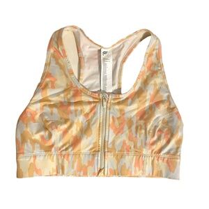 Fabletics Pastel Camo Zip Front Sports Bra Yoga Running Racerback Top Size M
